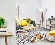 Yellow cushions in the living room will liven up the interior