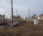 The beginning of the route under construction to Naramowice at the existing loop on Wilczak.