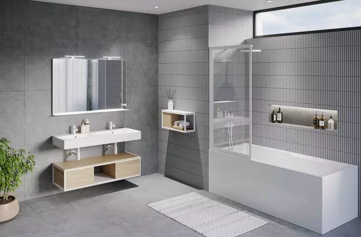 LUCID GD501 screen, PLUG&PLAY STILL SHOWER bathtub, LIVIT VELVET TOP washbasin