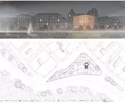 Drewniany budynek w Sztokholmie, plan zagospodarowania 