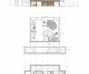 Wooden building in Stockholm, floor plans