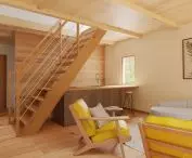 Silesian House, stairs lead to mezzanine floor