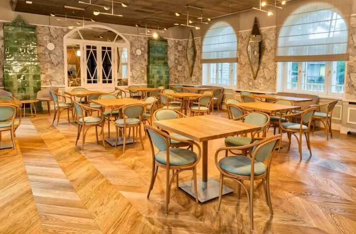 Interior of the guesthouse restaurant 
