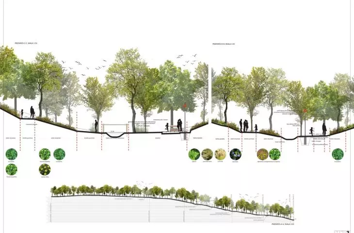 First place, proj.: Pracownia Projektowa Kaja Pobereżny, site cross-section