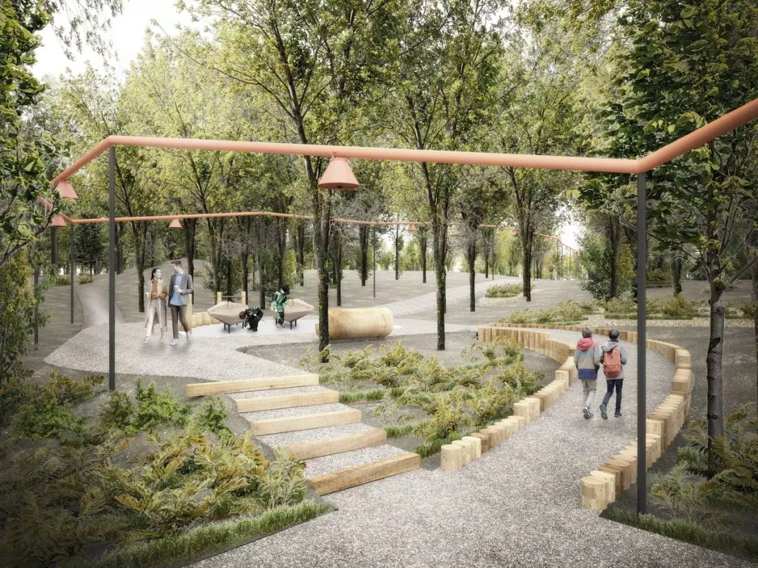  I miejsce,
proj.: Pracownia Projektowa Kaja Pobereżny, park w ciągu dnia