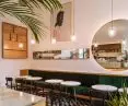 A view of the guest seats at the Krem cafe in Warsaw, Poland