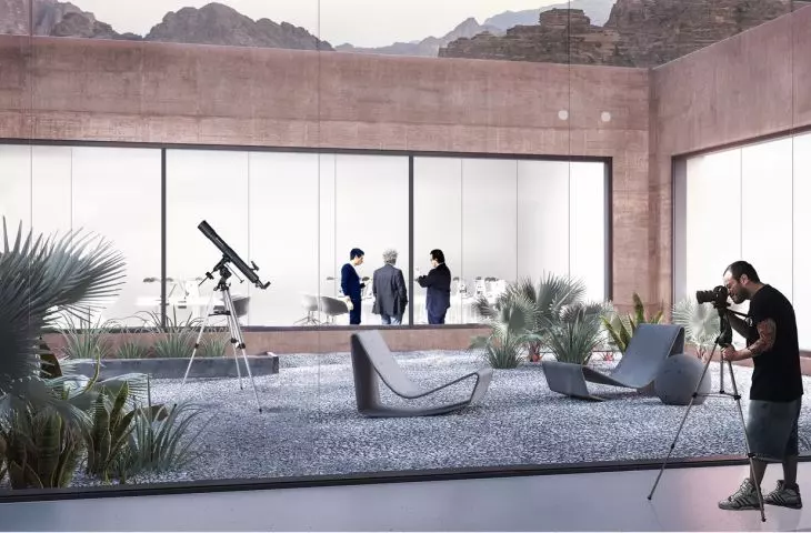 research center in Wadi Rum, Jordan, interiors