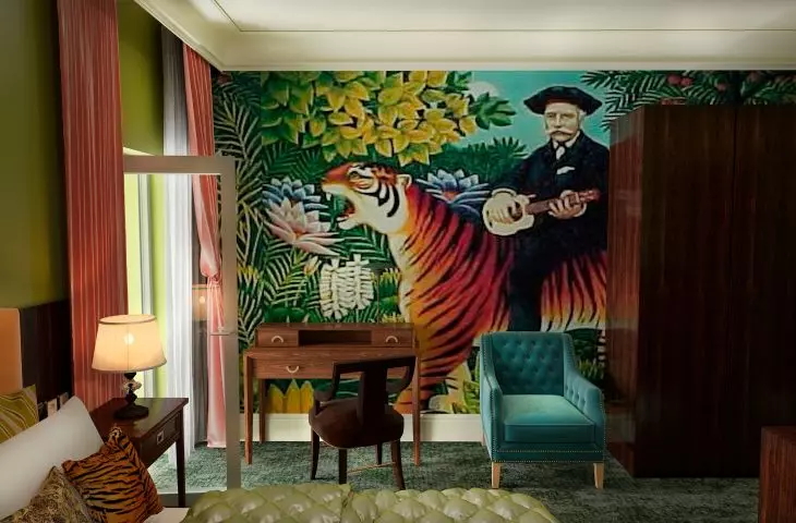 Hotel butikowy „Sen Rousseau”, wnętrze kolorowego pokoju