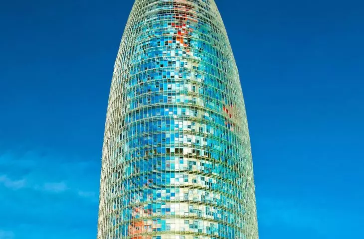 Glòries Tower in Barcelona - the tower changes colors depending on the light and temperature of the seasons