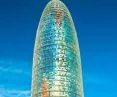 Glòries Tower in Barcelona - the tower changes colors depending on the light and temperature of the seasons