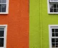 British houses - fluorescent paints on the facade of buildings