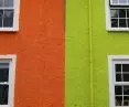 British houses - fluorescent paints on the facade of buildings