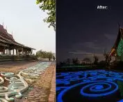 Wat Phu Phrao Temple, Thailand - phosphorescent paint on the facade and around the building