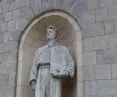 Correcting history. After Stalin's death, his name disappeared from the façade and details of PKiN