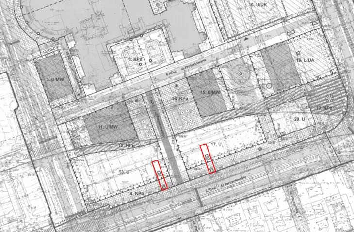 Local Spatial Development Plan - marked pavilions of Warszawa Śródmieście railway station