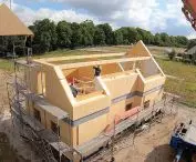 Prefabricated system of walls, roofs and ceilings in STEICO building system