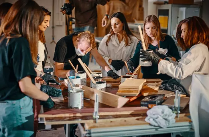 Participants while working on projects