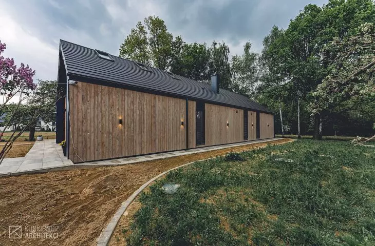 Part of the facade was made of larch wood
