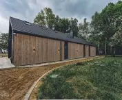 Part of the facade was made of larch wood