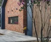 Facade detail - brick and wood