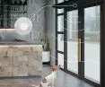 The Slim air curtain has a built-in motion sensor that activates the air curtain when motion is detected around the unit