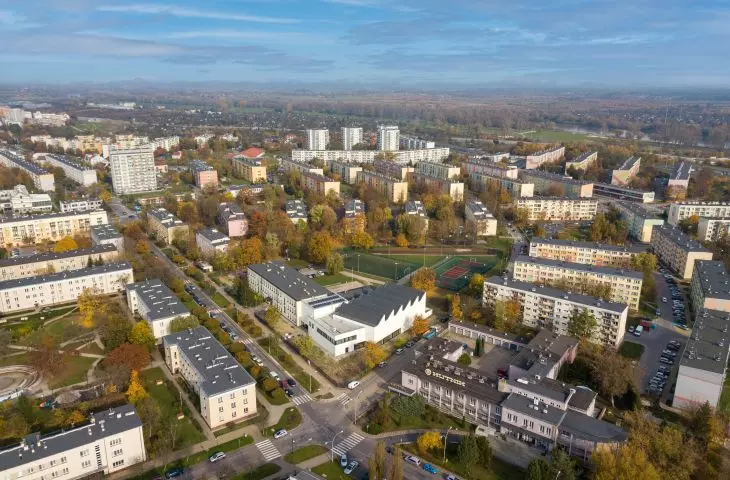 Sports hall against the background of Stalowa Wola