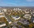 Sports hall against the background of Stalowa Wola