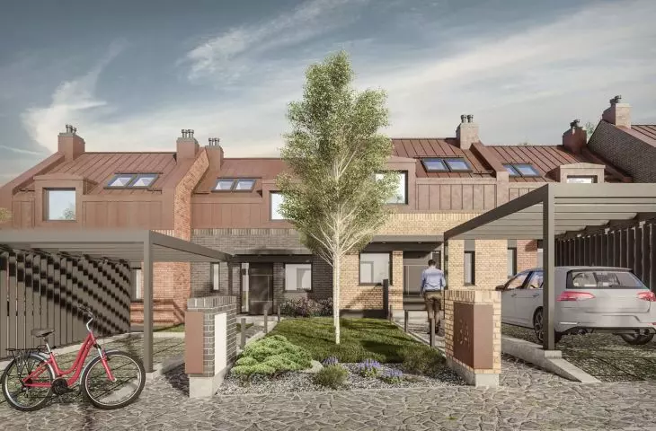 The architects decided to use steep pitched roofs in the design