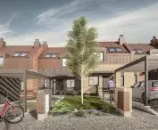 The architects decided to use steep pitched roofs in the design