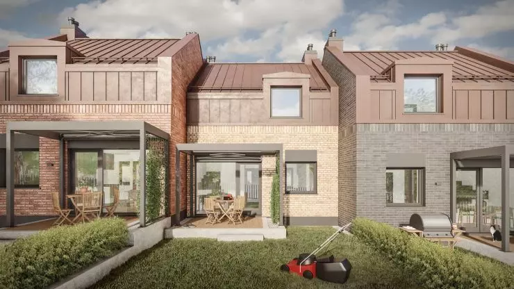 elevations will be made of hand-formed clinker tiles of varying shades elewacje will be made of hand-formed clinker tiles of varying shades
