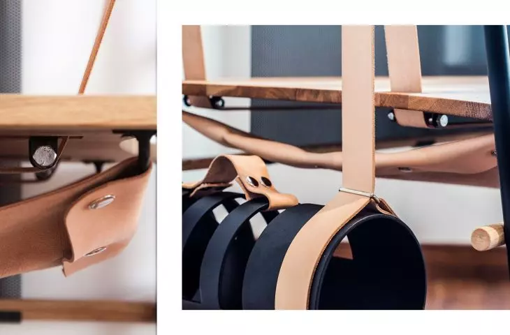 Leather elements of the desk