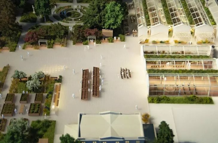 A mock-up of the Urlich Gardens, top view