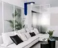 living room separated by glass walls 