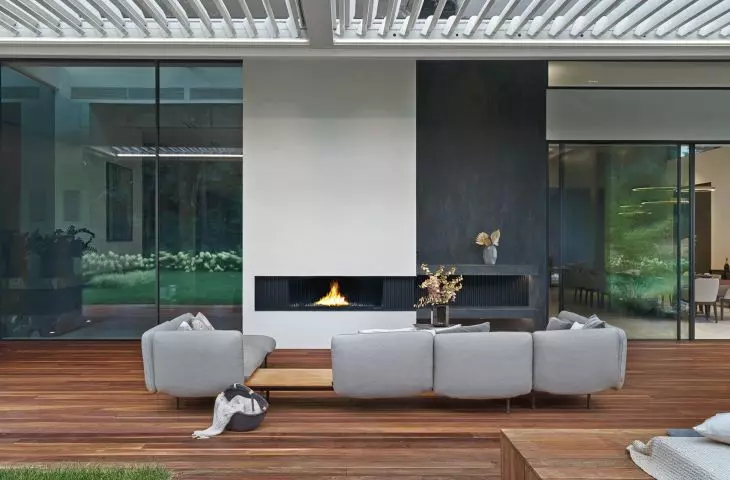 Terrace with fireplace