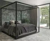 Bedroom with decorative wallpaper