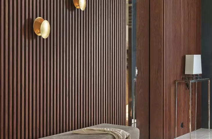 Fluted lobby wall