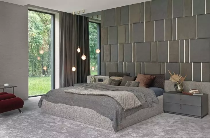 Bedroom with leather panels