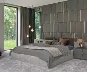 Bedroom with leather panels
