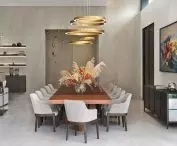 Dining room with decorative lamp