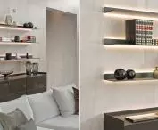 Illuminated shelves in the living room