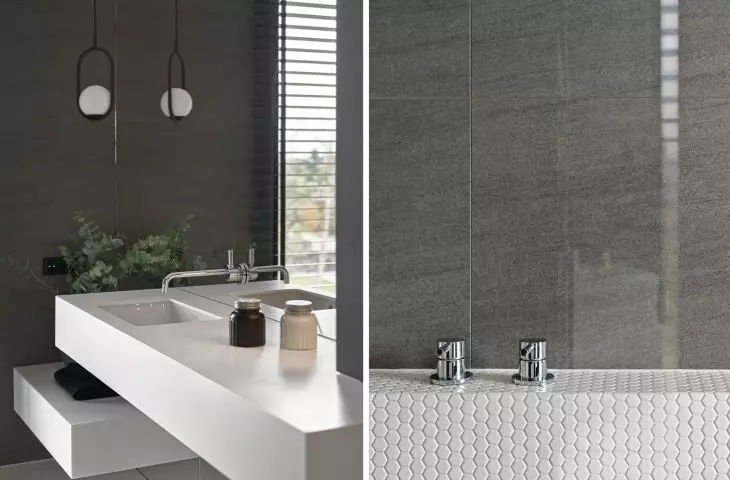 Black, gray and white bathroom colors