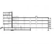 Farmina office building, longitudinal cross-section 