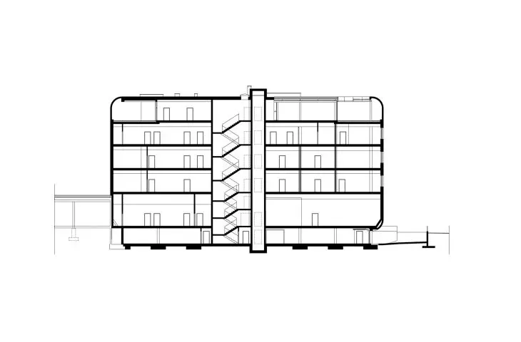 Farmina office building, cross section