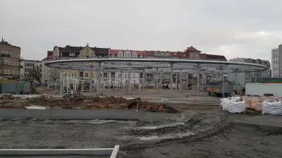 Rynek Lazarski Market during reconstruction - view from the west