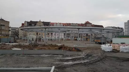 Rynek Lazarski Market during reconstruction - view from the west