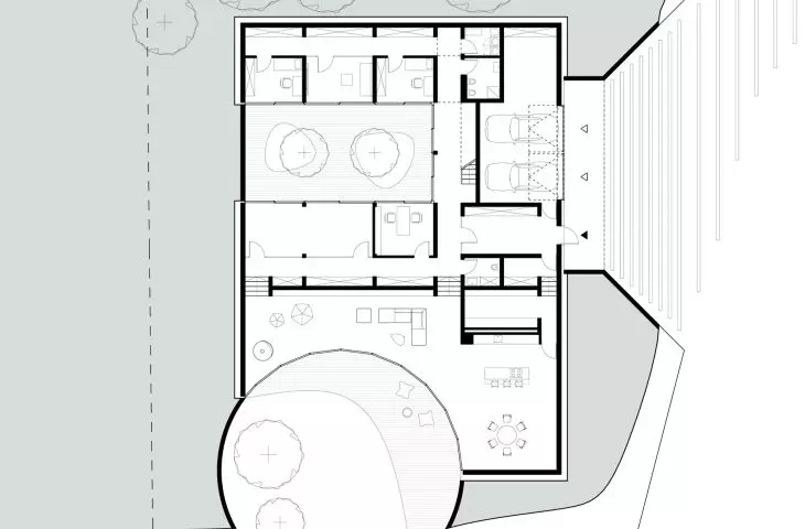 House in the landscape, first floor plan