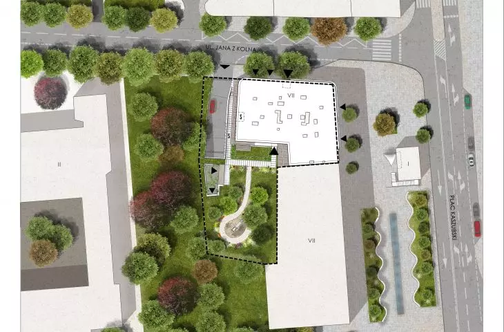 Kashubian Square residence, site plan