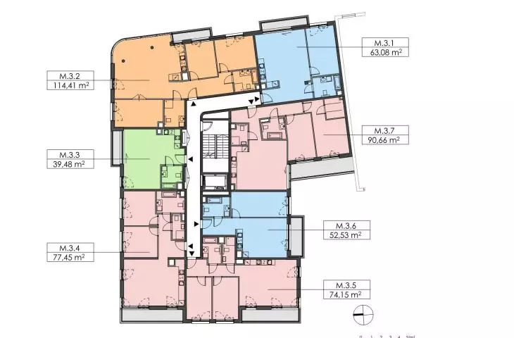 Kashubian Square residence, third floor plan