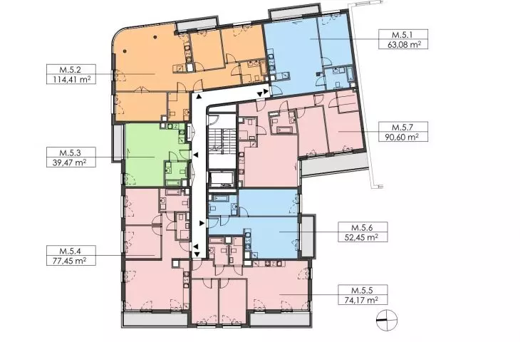 Kaszubski Square residence, fifth floor plan