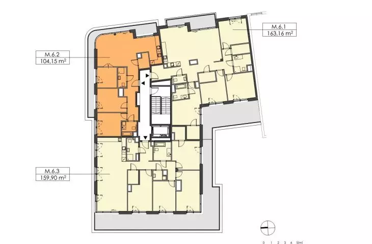 Kashubian Square residence, sixth floor plan